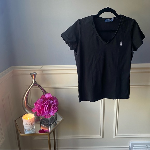 Polo Ralph Lauren Tops - Polo Ralph Lauren Black V-Neck T-Shirt Size M